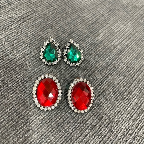 Emerald and Ruby like earrings - Picture 3 of 3